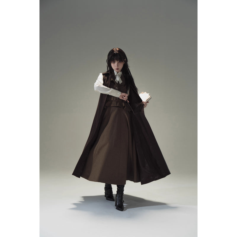 Wizarding World British Cape Long Coat - Brown[2025年12月中旬-2026年1月中旬発送予定]