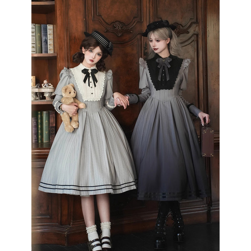 霧の都のお嬢様のクラシカルワンピース - Light Gray[2025年10月上旬-10月下旬発送予定]