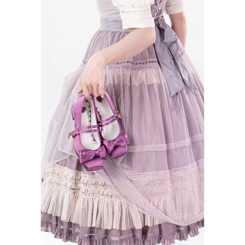 Square-toe Satin Ribbon Ballet Shoes - Royal Purple[2025年11月上旬-12月上旬発送予定]