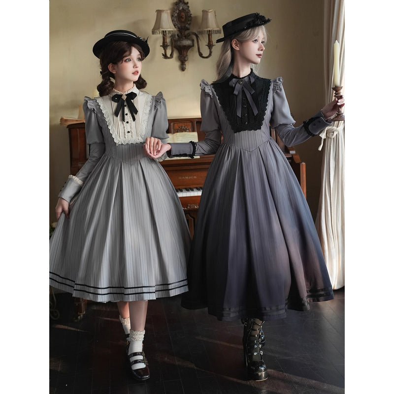 霧の都のお嬢様のクラシカルワンピース - Light Gray[2025年10月上旬-10月下旬発送予定]