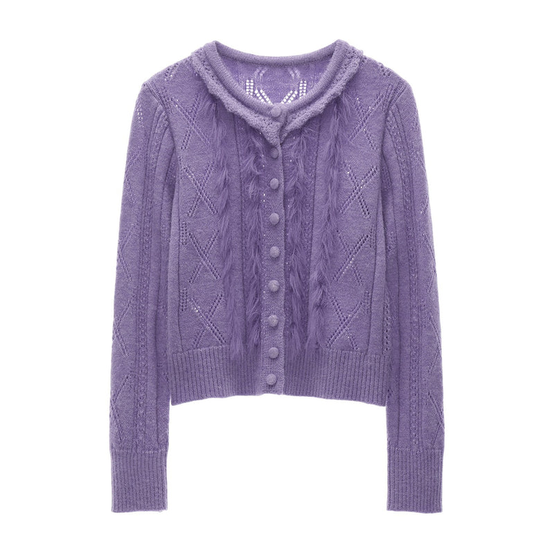 Frill Collar Knit Cardigan
