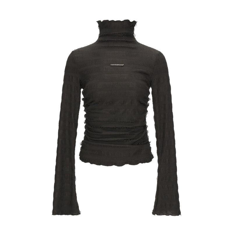 Ribbed High-neck Slim Top