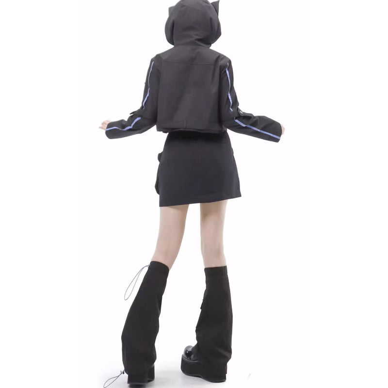 Futuristic Cat Ear Girl Tops and Bottoms