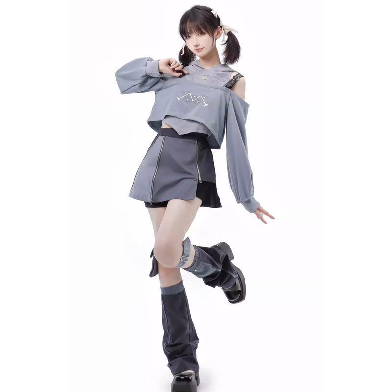 Aurora Gray Sky Blue Casual Tops and Bottoms