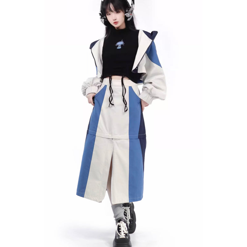 Futuristic Girl Like an Astronaut Jacket, Tops and Bottoms