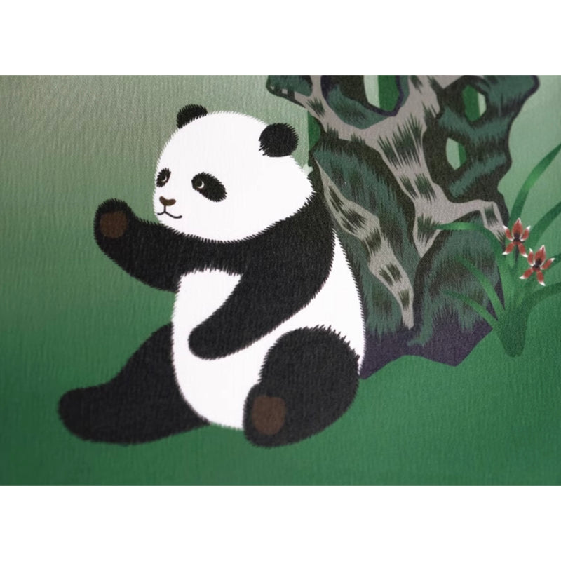 パンダと竹林の刺繍シャツ
