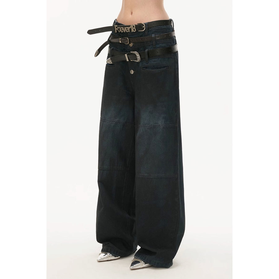 パンツ mmoption belt denim pants mmoption leather belt black denim pants
