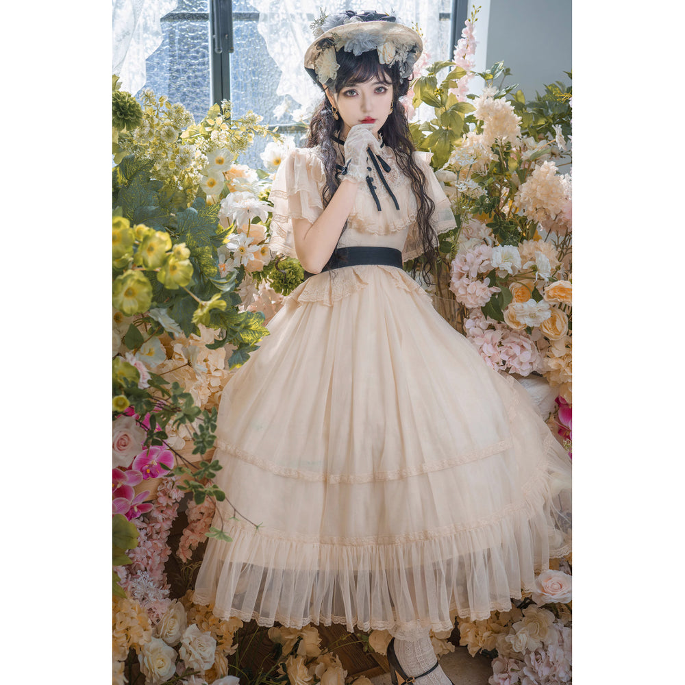 公爵令嬢の刺繍ヴィクトリアンワンピース - Ivory × Black[2026年9月