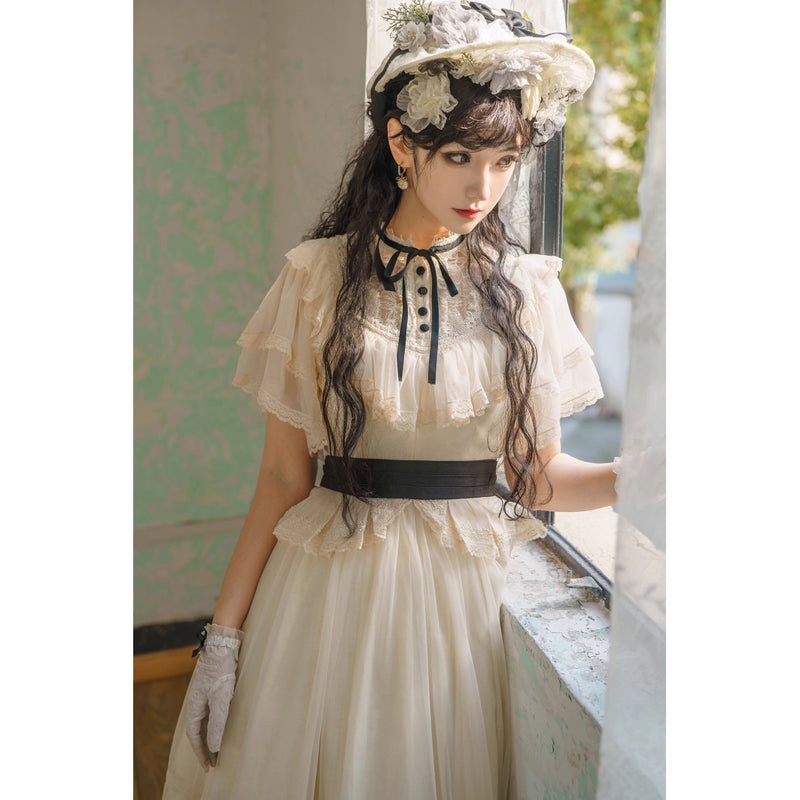 公爵令嬢の刺繍ヴィクトリアンワンピース - Ivory × Black[2026年9月
