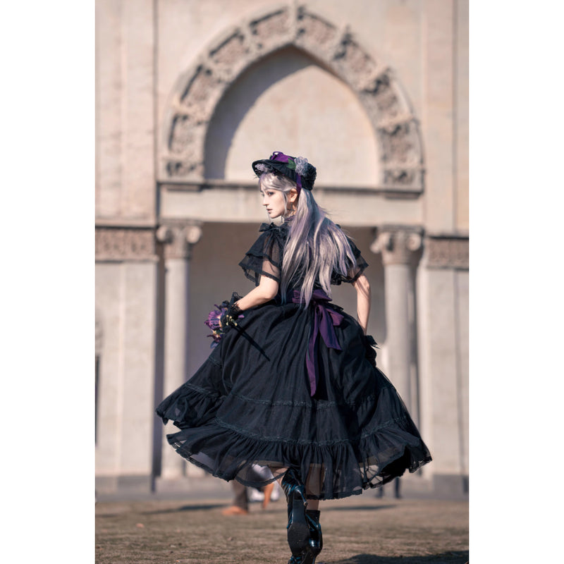 公爵令嬢の刺繍ヴィクトリアンワンピース - Black × Purple[2026年6月