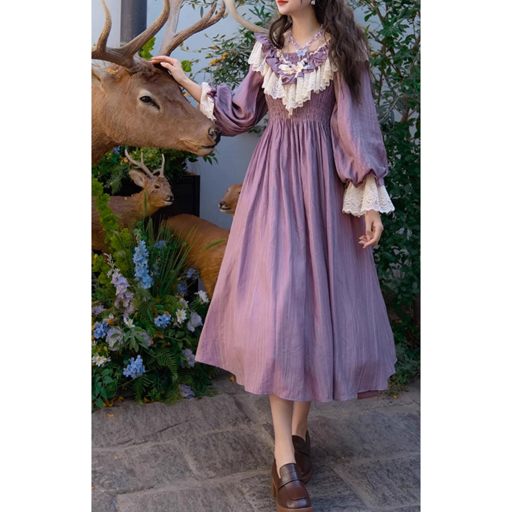 藤紫の貴婦人の刺繍レトロワンピース – ManusMachina