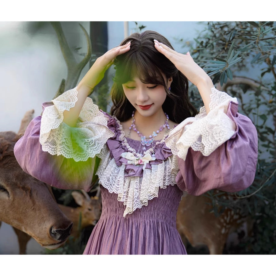 藤紫の貴婦人の刺繍レトロワンピース – ManusMachina