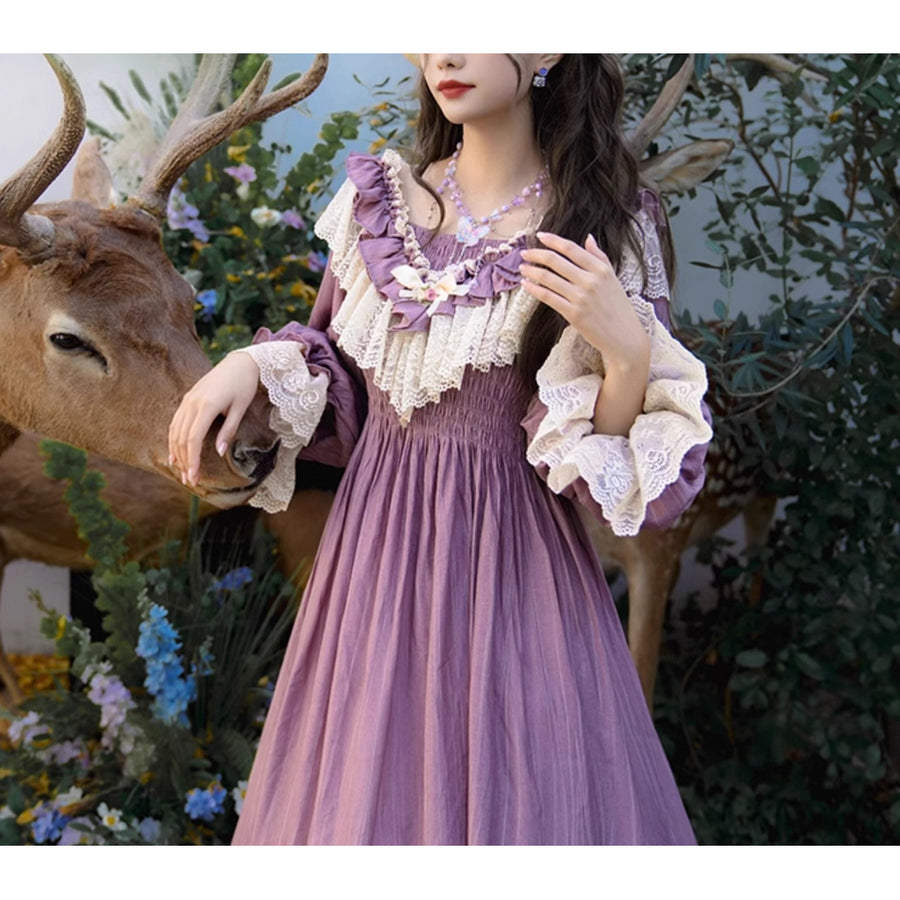 藤紫の貴婦人の刺繍レトロワンピース – ManusMachina