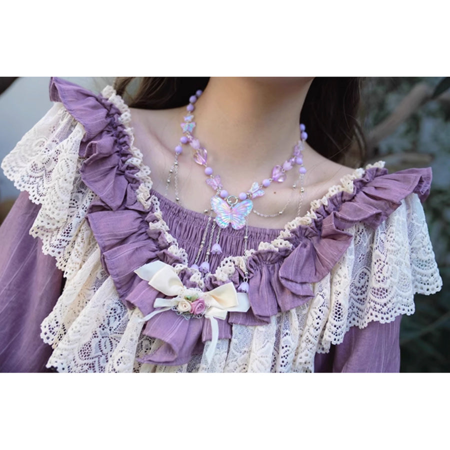 藤紫の貴婦人の刺繍レトロワンピース – ManusMachina