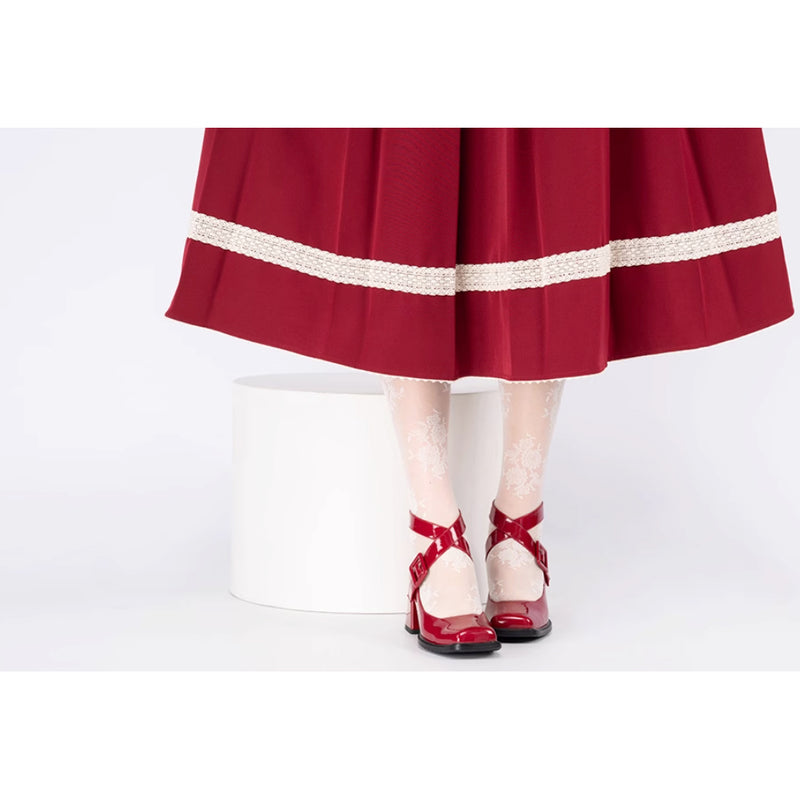 Cross Strap Square Toe Mary Jane Pumps[2025年6月中旬-7月中旬発送予定]