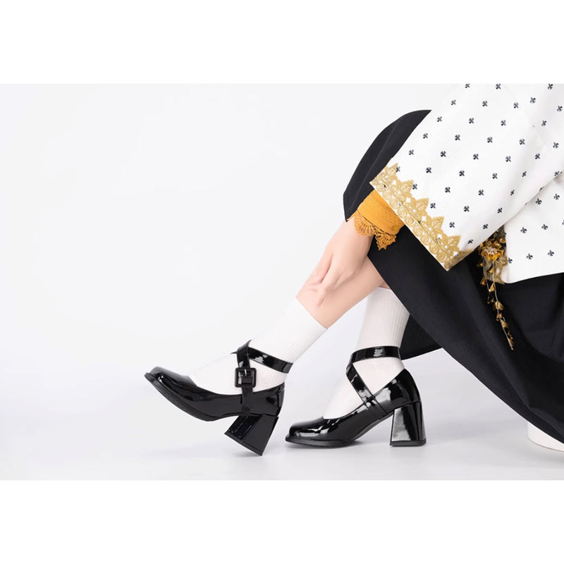 Cross Strap Square Toe Mary Jane Pumps[2025年6月中旬-7月中旬発送予定]