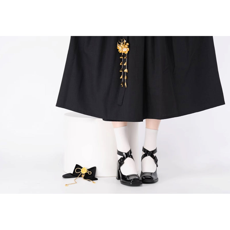 Cross Strap Square Toe Mary Jane Pumps[2025年6月中旬-7月中旬発送予定]