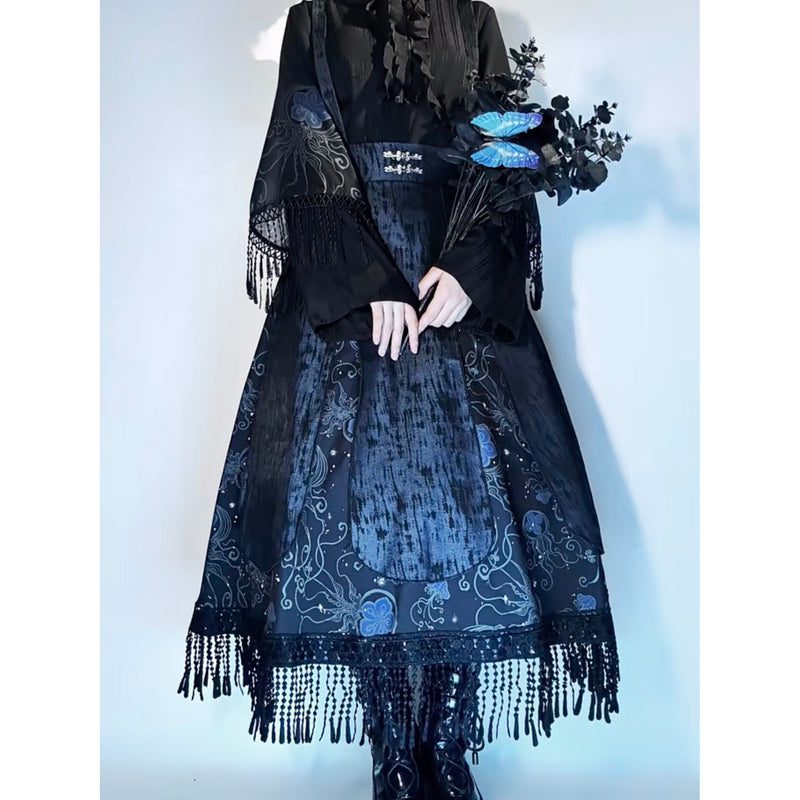 青藍の海月のストラップスカート