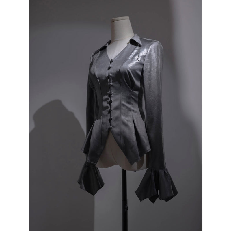 月に咲く薔薇のゴシックブラウス - Gray[2025年7月中旬-8月中旬発送予定]