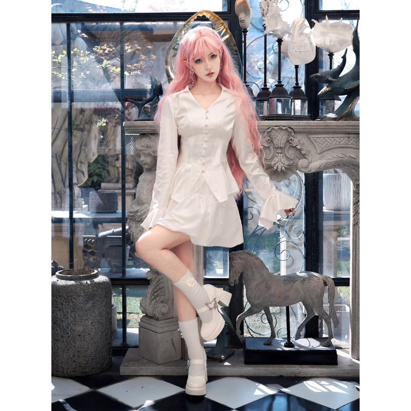 月に咲く薔薇のゴシックブラウス - White[2025年7月中旬-8月中旬発送予定]