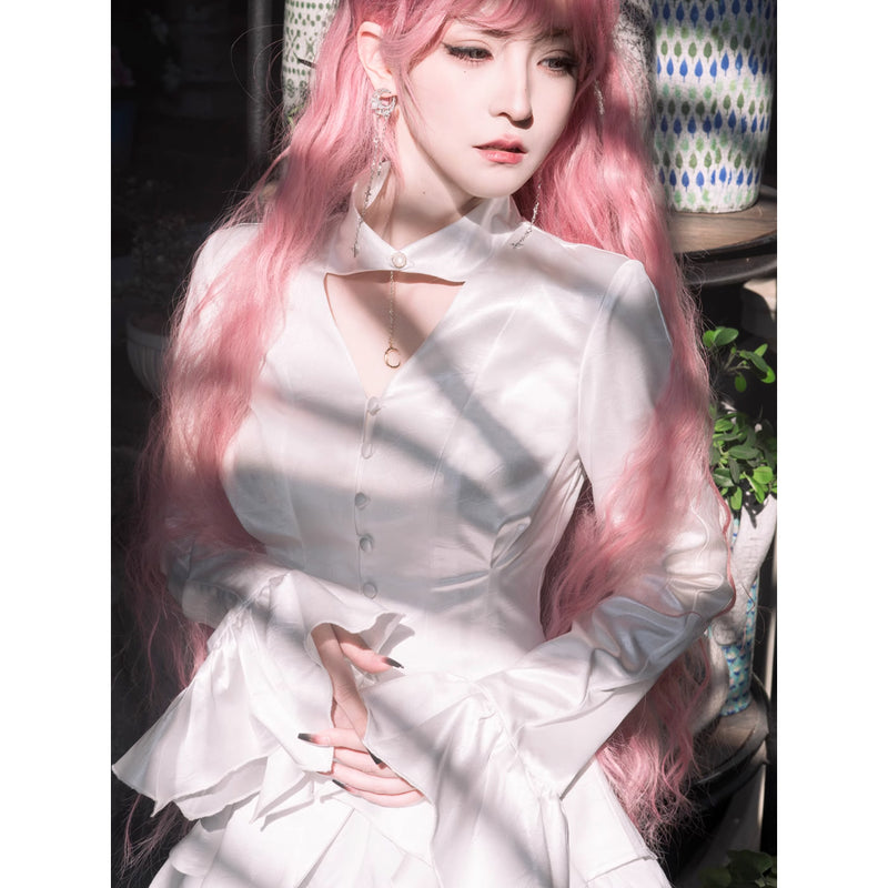 月に咲く薔薇のゴシックブラウス - White[2025年7月中旬-8月中旬発送予定]