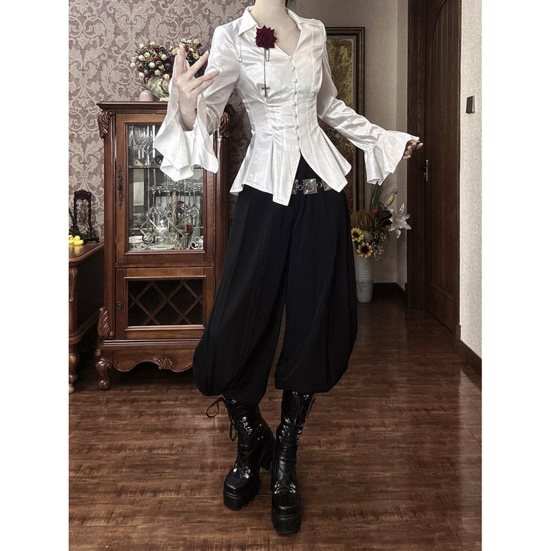 月に咲く薔薇のゴシックブラウス - White[2025年7月中旬-8月中旬発送予定]