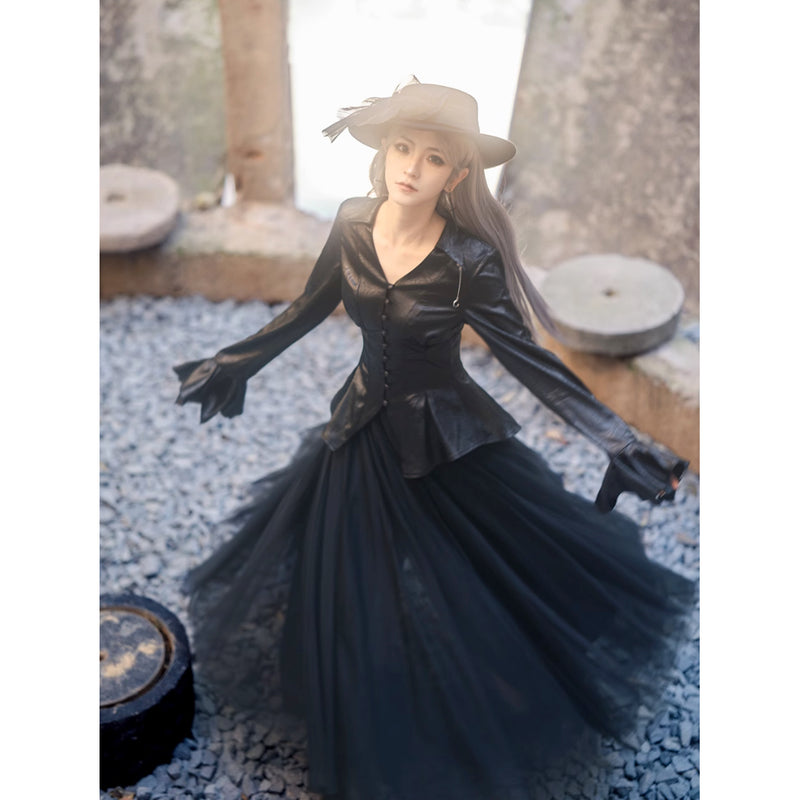 月に咲く薔薇のゴシックブラウス - Black[2025年7月中旬-8月中旬発送予定]