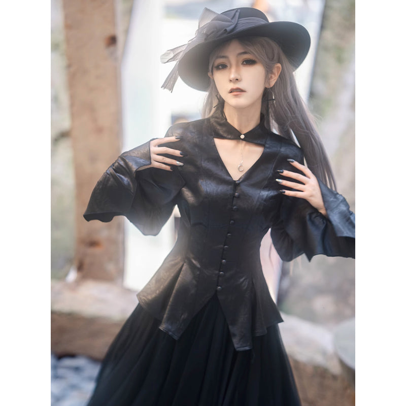 月に咲く薔薇のゴシックブラウス - Black[2025年7月中旬-8月中旬発送予定]