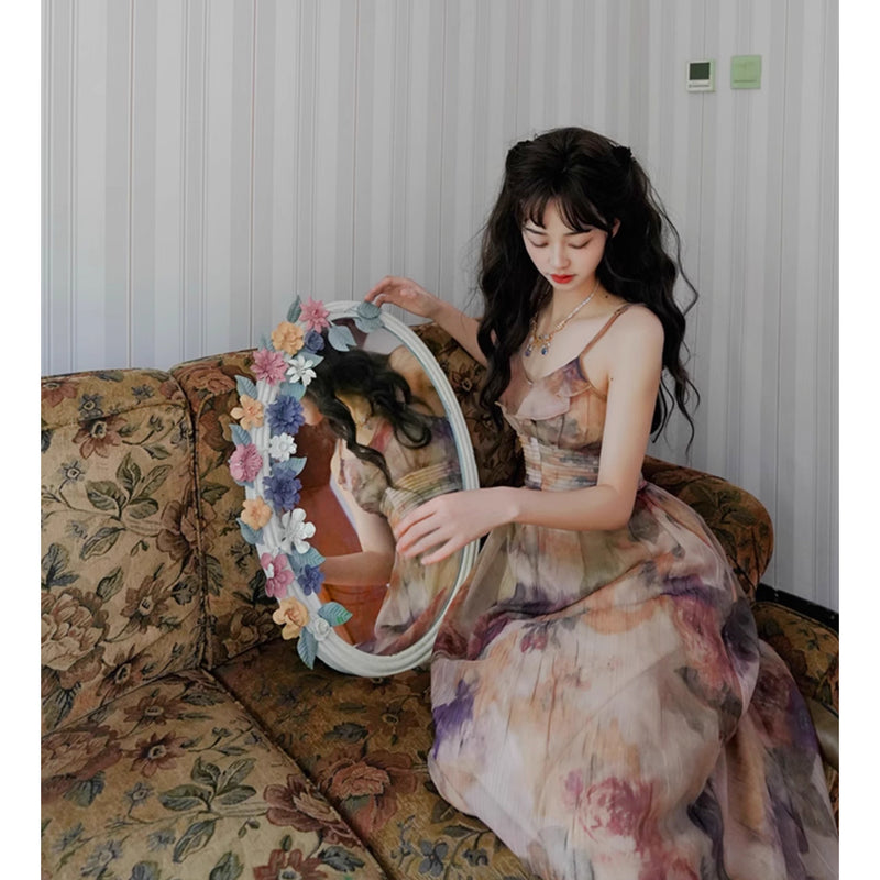 滲み絵の油彩画キャミソールワンピース