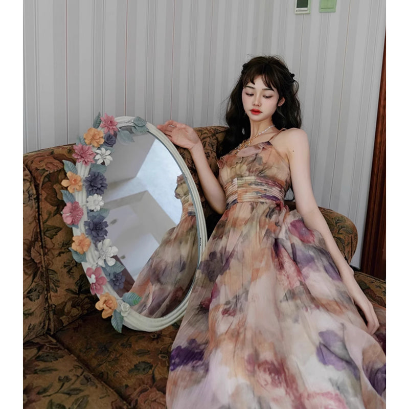 滲み絵の油彩画キャミソールワンピース