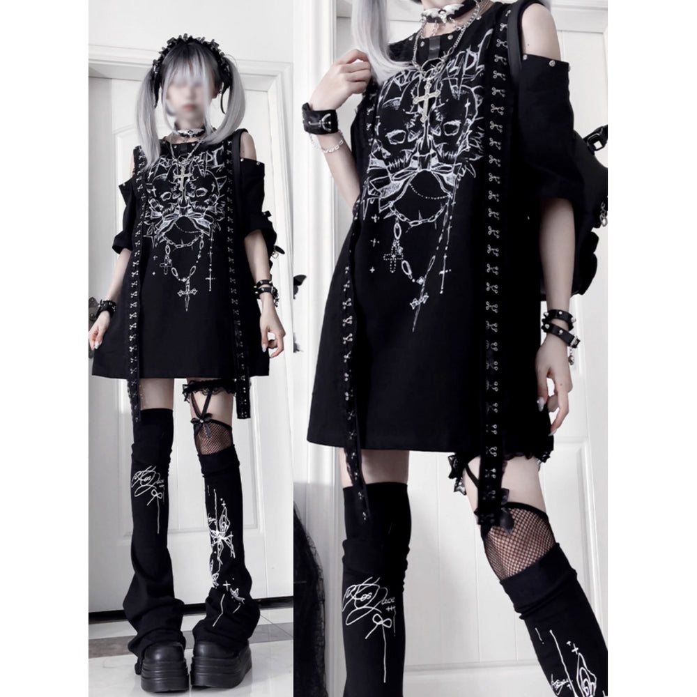 髑髏と十字架のゴシックTシャツ – ManusMachina