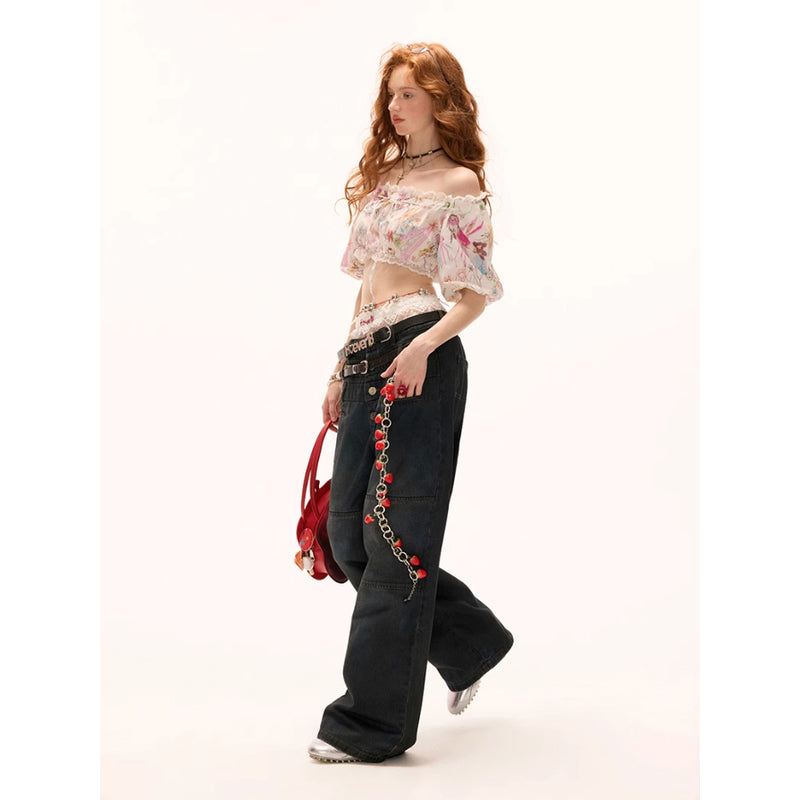 Graffiti Off-Shoulder Short Top