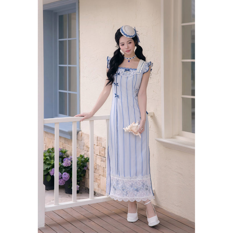 海の女神の刺繍ワンピース