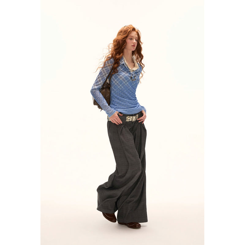 Star and Check Mesh Gradient Top