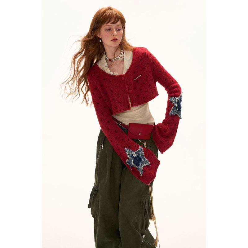 Star and Check Mesh Gradient Top