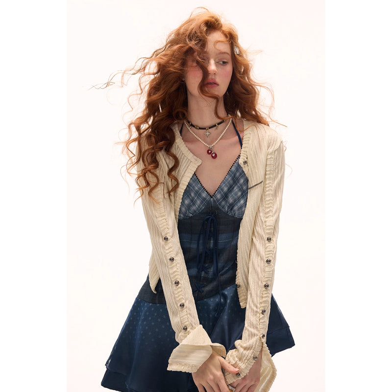 Striped Multi Button Knit Cardigan