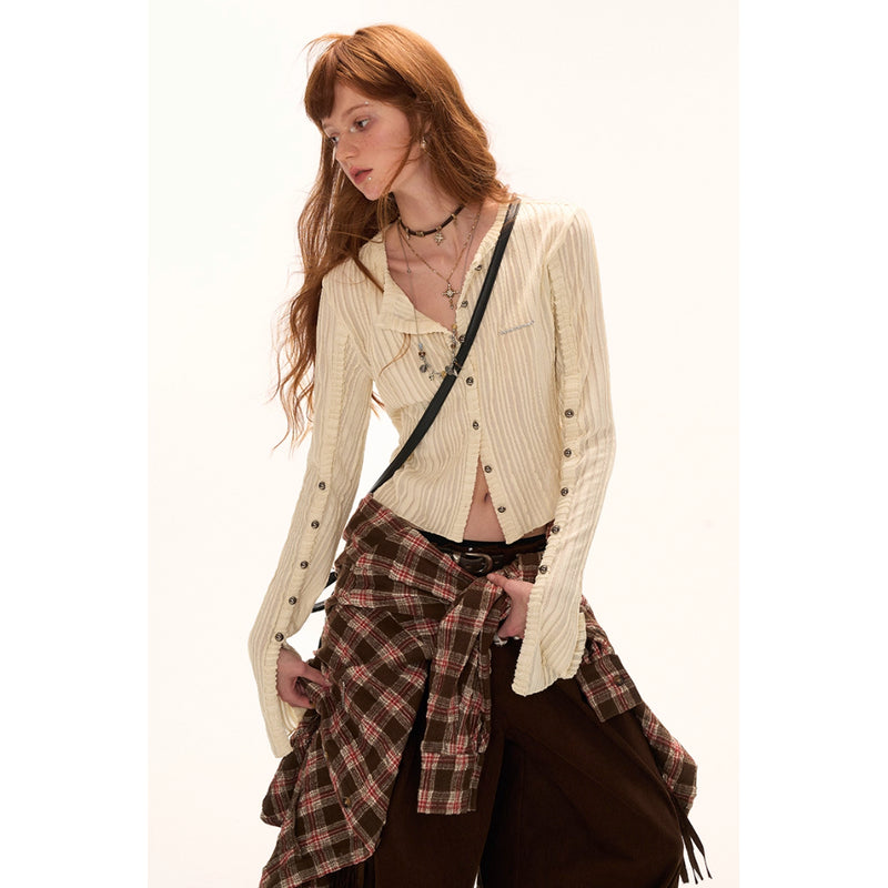Striped Multi Button Knit Cardigan