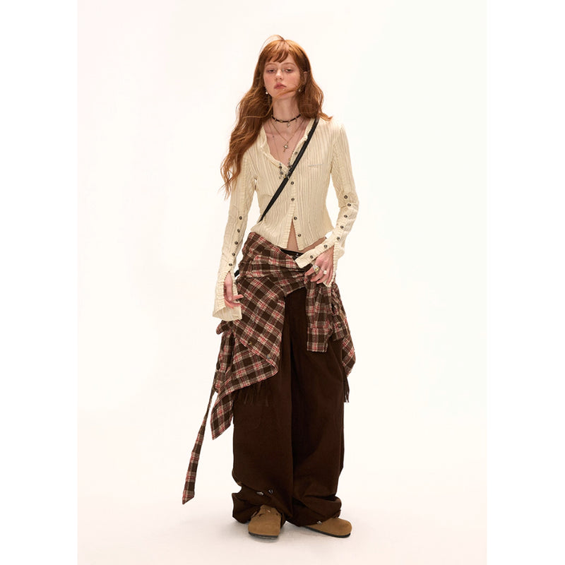 Striped Multi Button Knit Cardigan