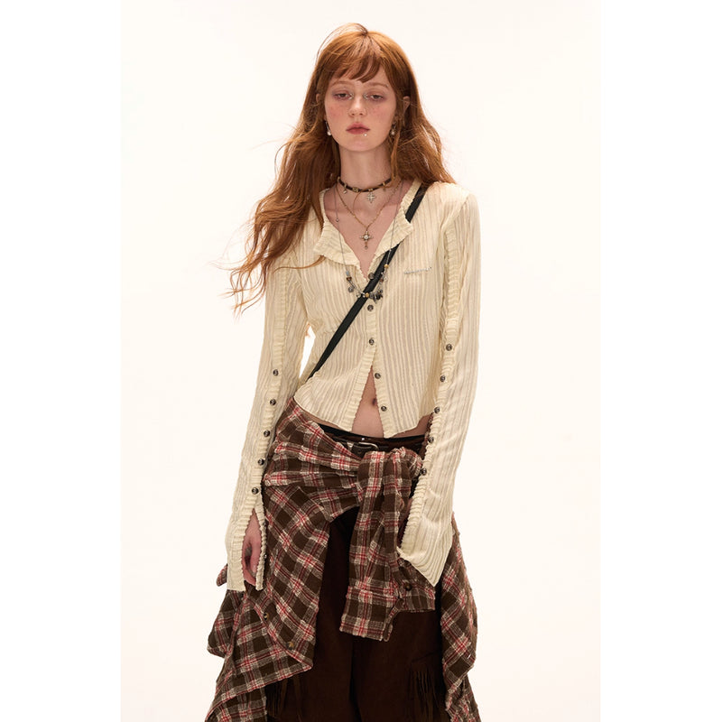 Striped Multi Button Knit Cardigan