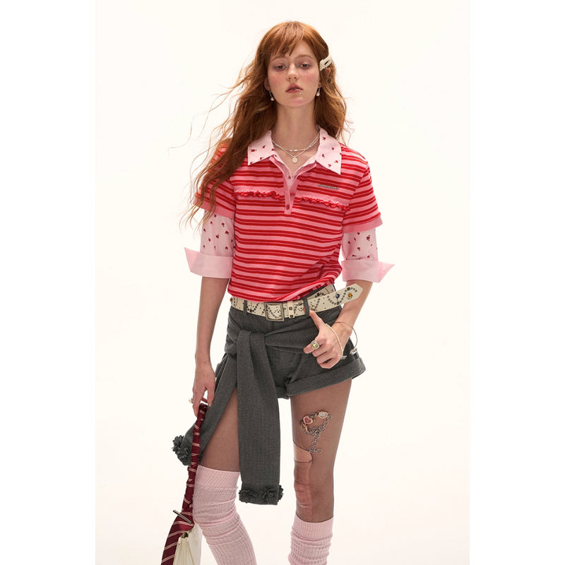 Red Striped Docking Polo Top