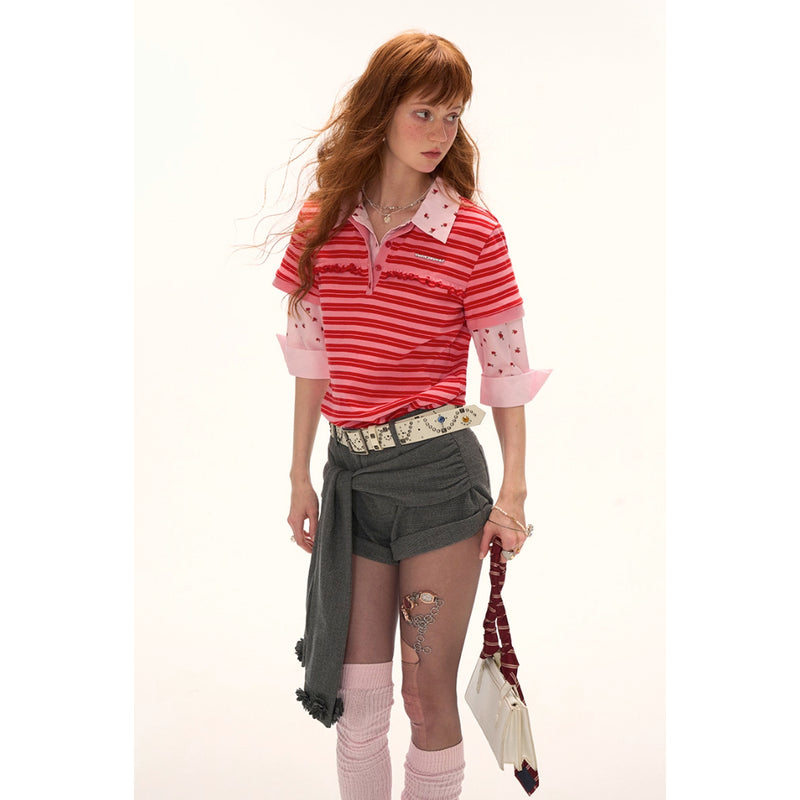 Red Striped Docking Polo Top