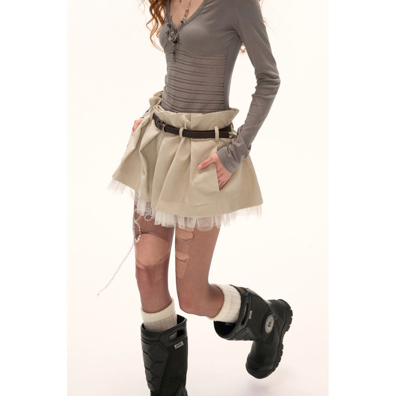 Work-style Tulle Short Skirt