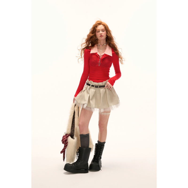 Work-style Tulle Short Skirt
