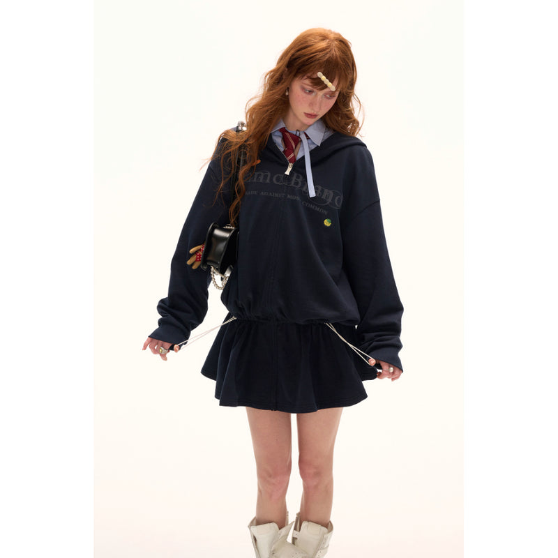 Washed Logo Zip-Up Hoodie