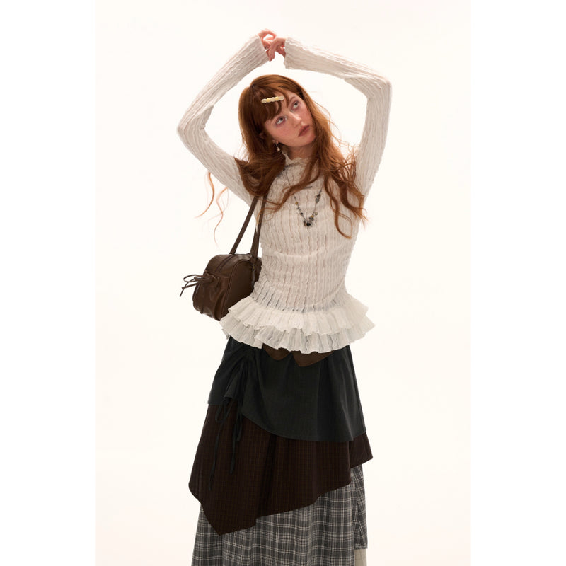 Double Frill High Neck Top