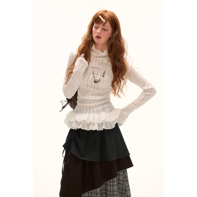 Double Frill High Neck Top