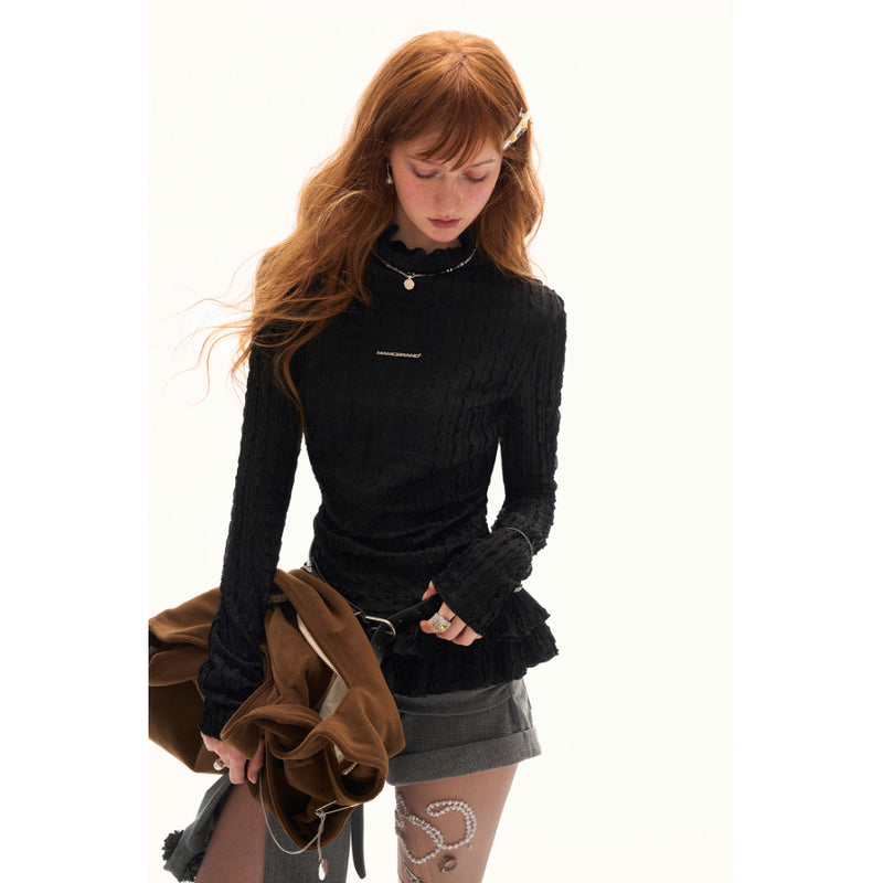 Double Frill High Neck Top