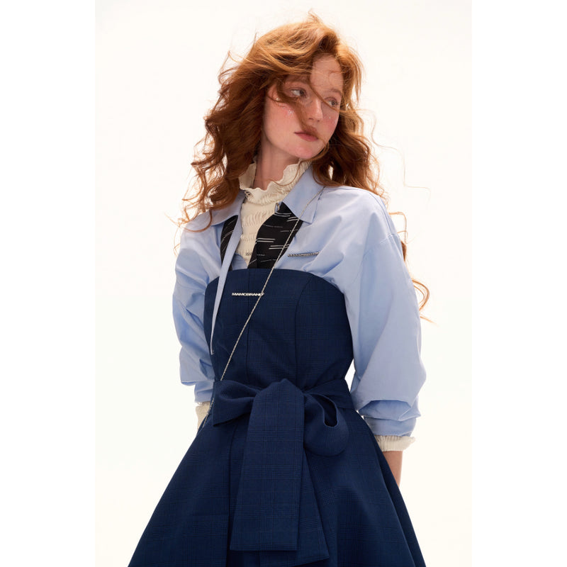 Dark Navy Ribbon Asymmetrical Bustier