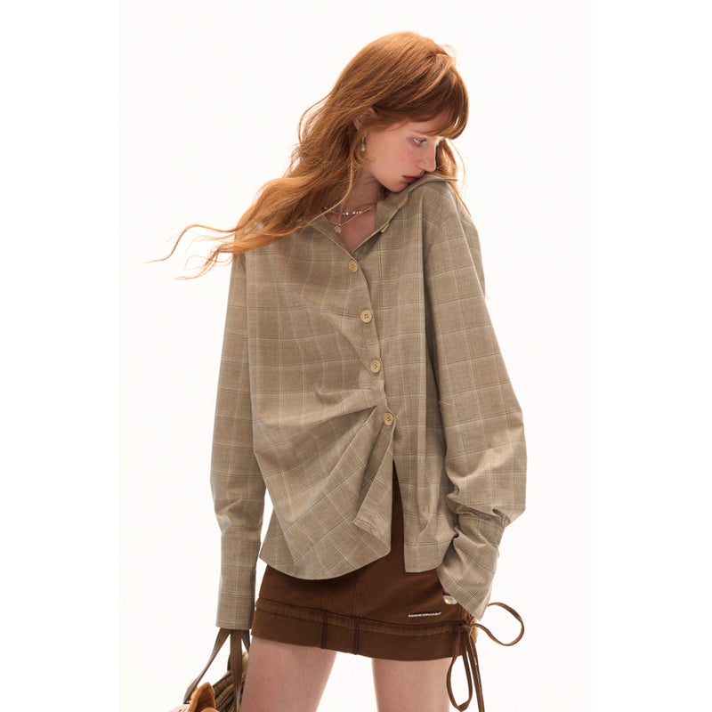 Houndstooth Pattern Waist Belt Shirt