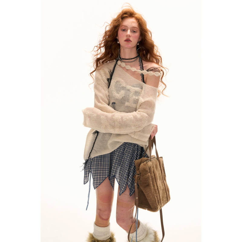 Alphabet One-Shoulder Knit